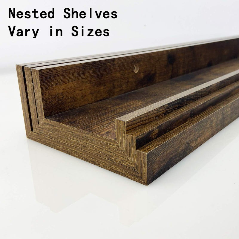 Giftgarden 24 Inch Floating Shelves Wall Mounted Set of 3, Rustic Large Wall Shelves Picture Ledge Shelf for Bedroom Living Room Bathroom Kitchen, 3 Different Sizes - Image 2